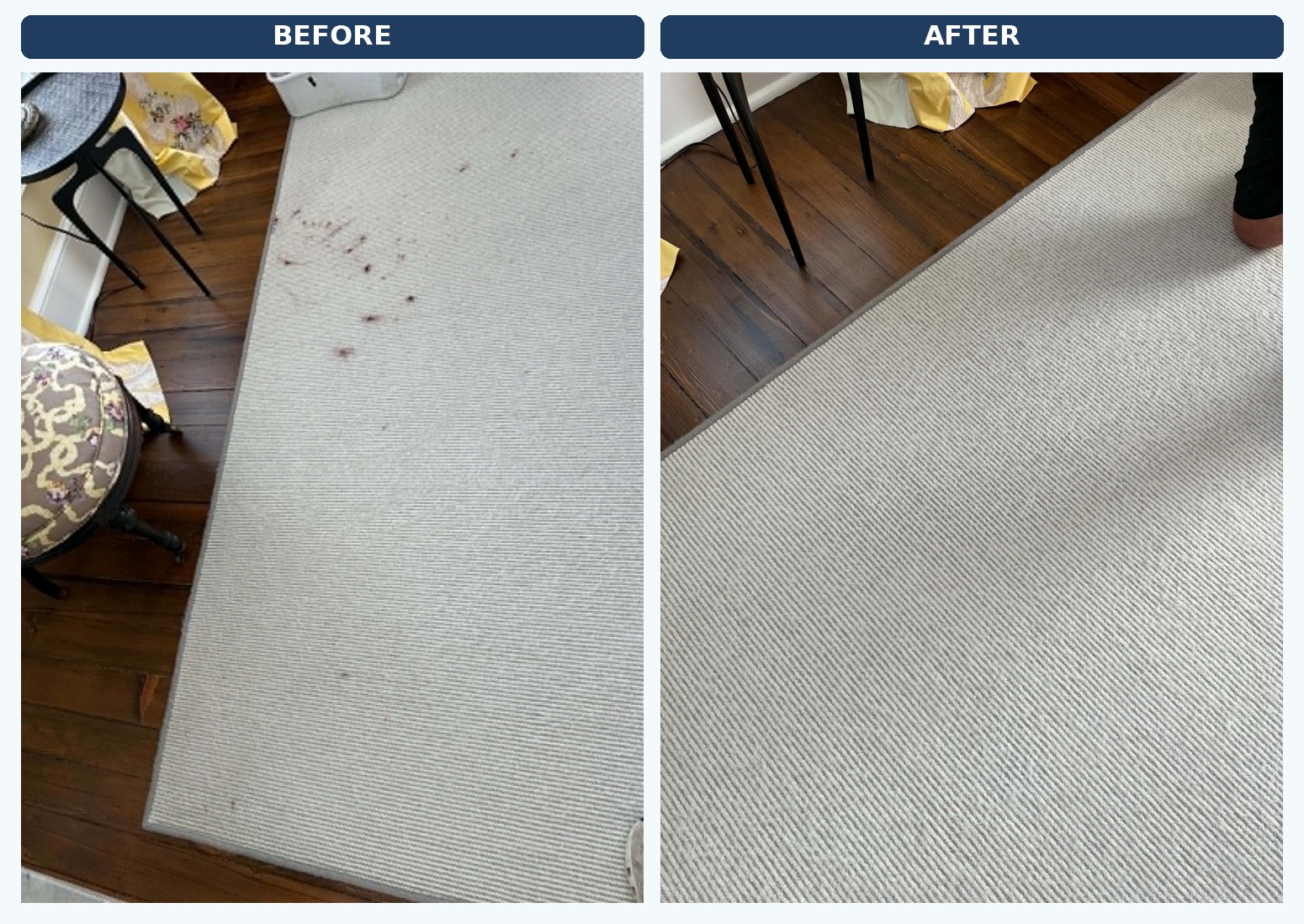 Makeup Stain Removal — actual before-and-after cleaning results